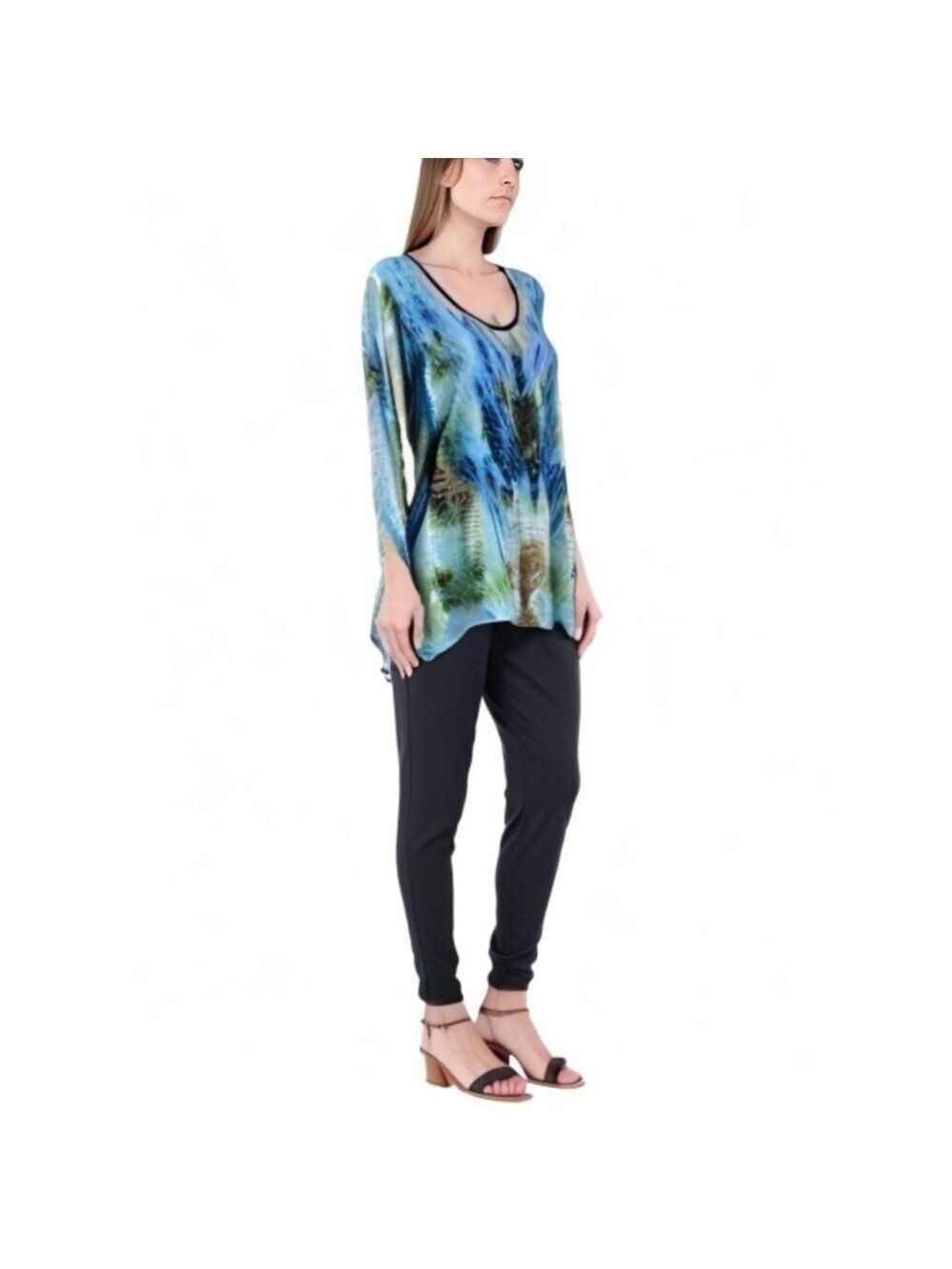Peter Nygard Scoopneck Abstract Multicolored Tunic Blouse